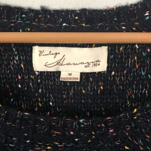 𝅺VINTAGE Havana Blue Pullover Sweater with Front Zippers size Medium - Picture 7 of 9